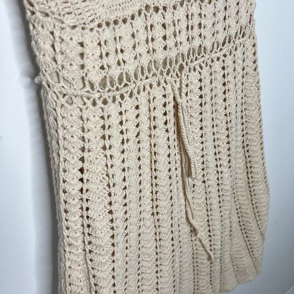 Moda International Crochet Dress Womens Medium Cream Knit Festival Y2K Vtg Boho - Picture 9 of 12